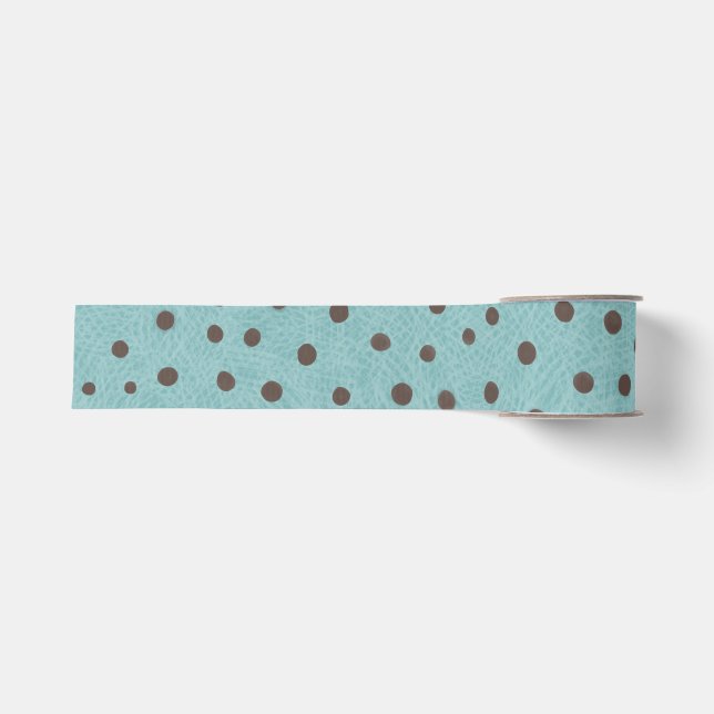 Ruban Gros-grain Points de polka verts et marron (Devant)