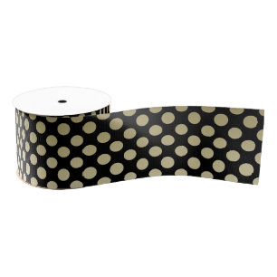 Ruban Gros-grain Pois d'or sur le noir
