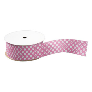 Ruban Gros-grain Pois joueurs roses et blancs