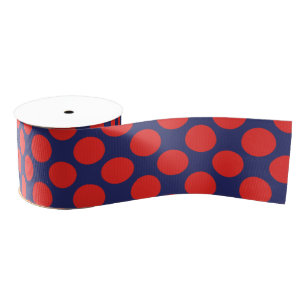 Ruban Gros-grain Pot Polka (bleu et rouge marine) personnalisable