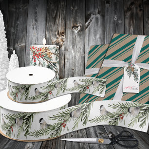 Ruban Gros-grain Poulet D'Hiver Sur Les Vacances De La Branche D'Ép