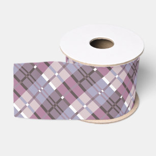Ruban Gros-grain Prune et lavande modernes de motif de plaid