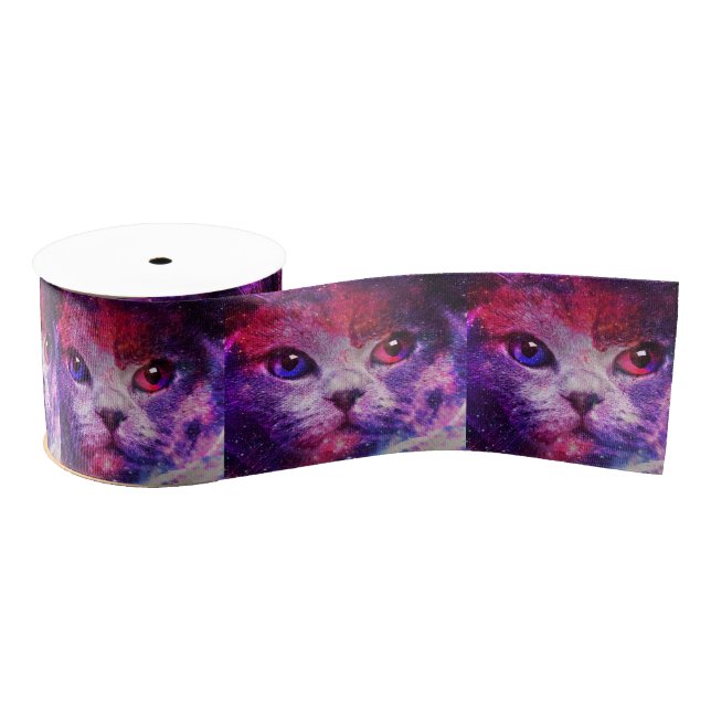 Ruban Gros-grain Purple Galaxy Cat  (Bobine)