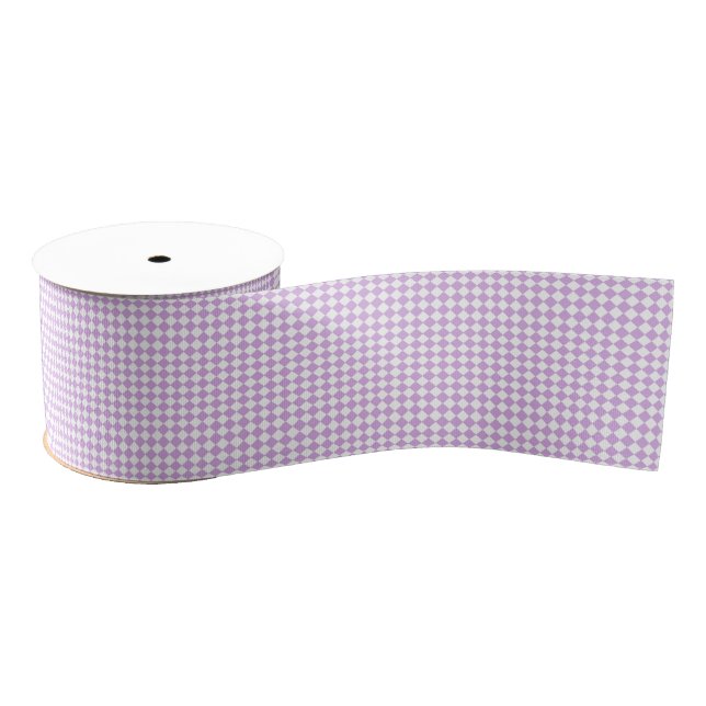 Ruban Gros-grain Purple White Checker Diamond Pattern (Bobine)
