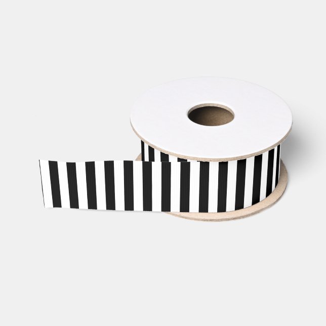 Ruban Gros-grain Rayure noir et blanc (Bobine)