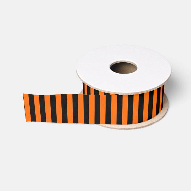 Ruban Gros-grain Rayure noir/Orange Halloween (Bobine)