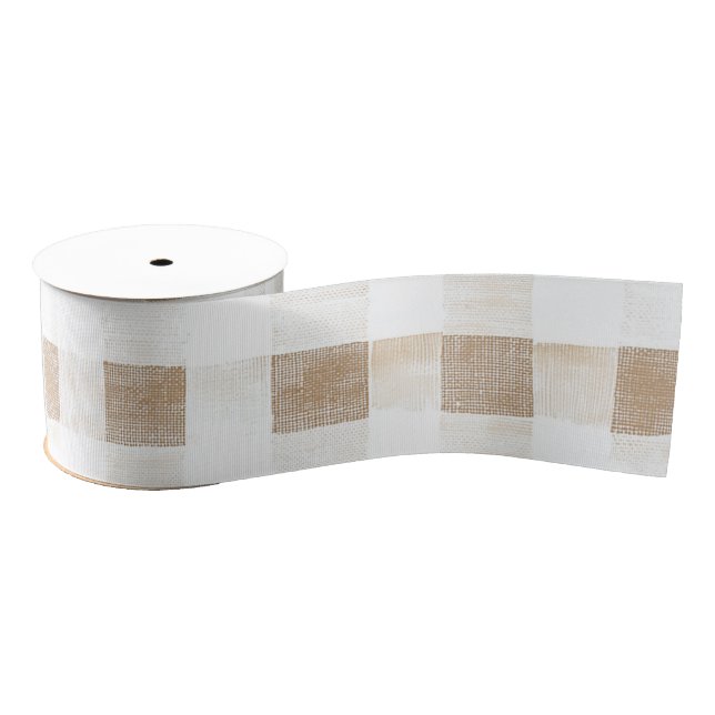 Ruban Gros-grain Rayures à carreaux blanc crème   (Bobine)