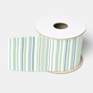 Ruban Gros-grain Rayures bleues vertes et blanches