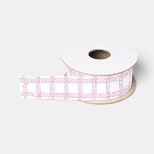 Ruban Gros-grain Rayures de bambou rose et blanc à l'aquarelle