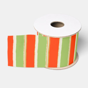 Ruban Gros-grain Rayures de campagne motif cottage vert et orange