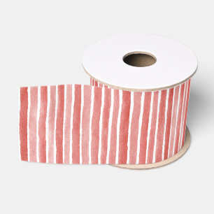 Ruban Gros-grain Rayures de Canne à Sucre Rose Rouge Noël