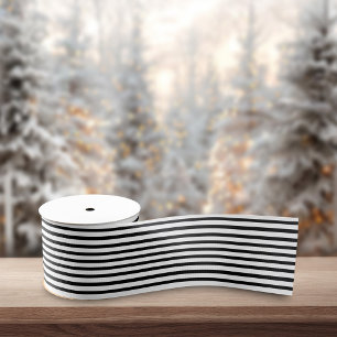 Ruban Gros-grain Rayures Noir Blanc Noël Rétro Minimaliste