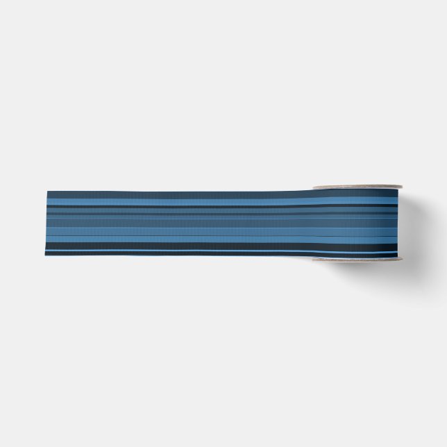 Ruban Gros-grain Rayures Noir Bleu (Devant)