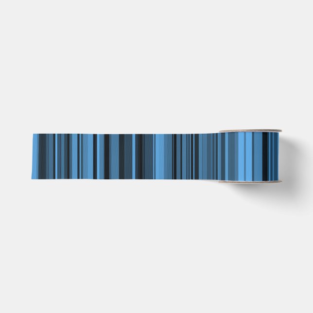 Ruban Gros-grain Rayures Noir Bleu (Devant)