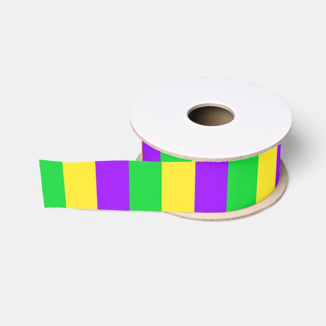 Ruban Gros-grain Rayures verticales larges Mardi Gras (Bobine)