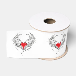 Ruban Gros-grain Red Angel Coeur avec ailes