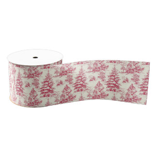 Ruban Gros-grain Red Christmas Toile Wrapping Paper