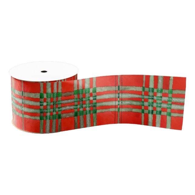 Ruban Gros-grain RED SCOTT TARTAN 3" Large Grosgrain Ribbon (Bobine)
