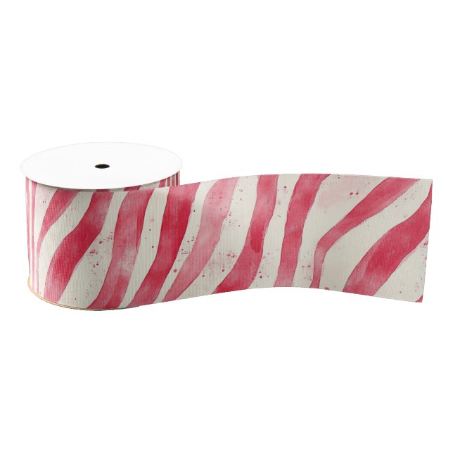 Ruban Gros-grain Red White Candy Cane Stripes Christmas (Bobine)