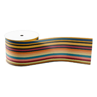 Ruban Gros-grain Retro Multicolour Vintage Stripe Grosgrain Ribbon