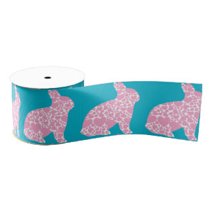 Ruban Gros-grain Retro Pâques art hip dessin animé coeur rose lapin