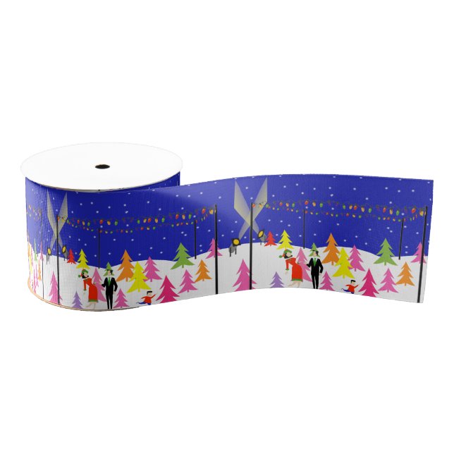 Ruban Gros-grain Rétro ruban de cadeau de ferme d'arbre de Noël (Bobine)