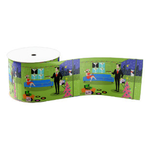 Ruban Gros-grain Rétro ruban urbain de couples de Noël
