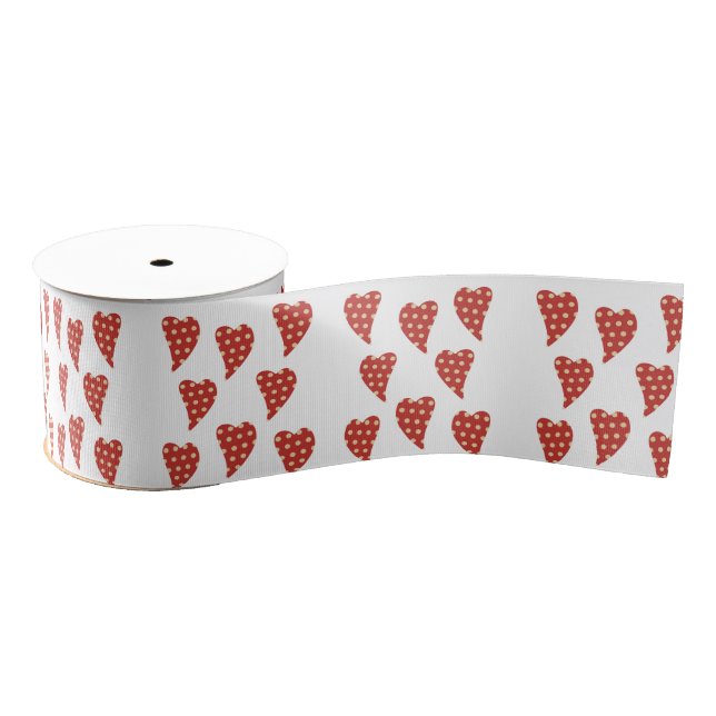 Ruban Gros-grain Ribbon de la Saint-Valentin Coeurs rouges (Bobine)