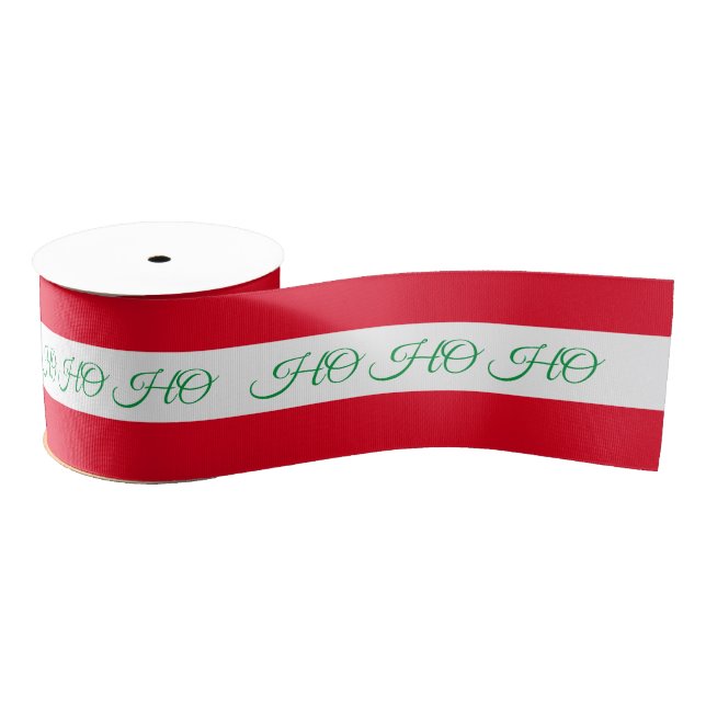 Ruban Gros-grain Ribbon de Noël & Ho Ho Ho Stripe Rouge/Vert bonbon (Bobine)