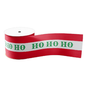 Ruban Gros-grain Ribbon de Noël & Ho Ho Ho Stripe Rouge/Vert bonbon