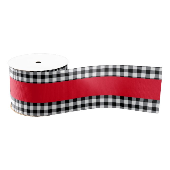 Ruban Gros-grain Ribbon En vichy Grosgrain noir (Bobine)