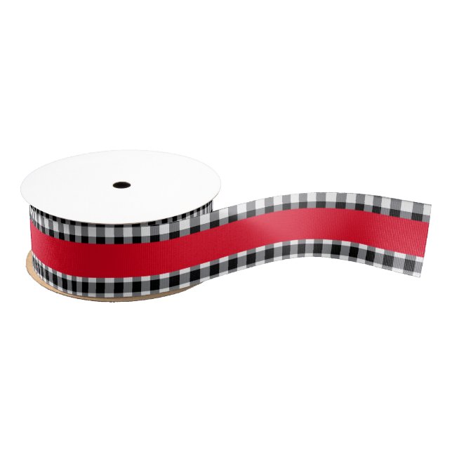 Ruban Gros-grain Ribbon En vichy Grosgrain noir (Bobine)