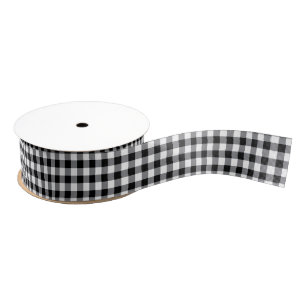 Ruban Gros-grain Ribbon noir En vichy Grosgrain