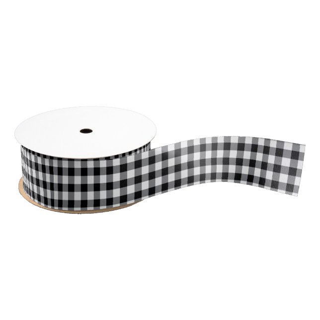Ruban Gros-grain Ribbon noir En vichy Grosgrain (Bobine)