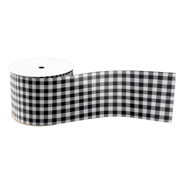 Ruban Gros-grain Ribbon noir En vichy Grosgrain (Bobine)