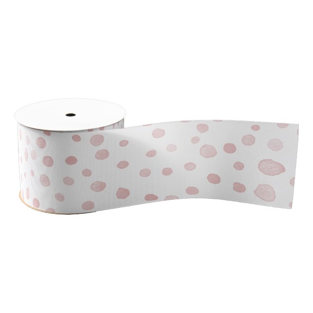 Ruban Gros-grain Ribbon rose Confetti Aquarelle points (Bobine)