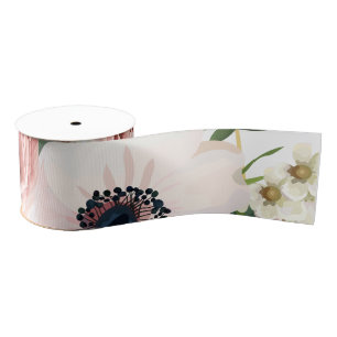 Ruban Gros-grain rose de jardin géométrique à ruban de 3" Grosgrain