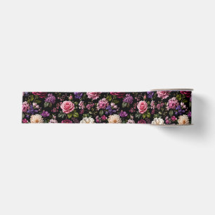 Ruban Gros-grain Rose en velours noir