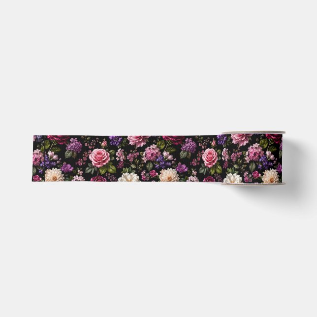 Ruban Gros-grain Rose en velours noir (Devant)