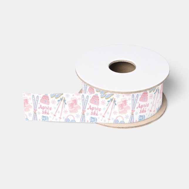 Ruban Gros-grain Rose et Bleu Après Ski (Bobine)