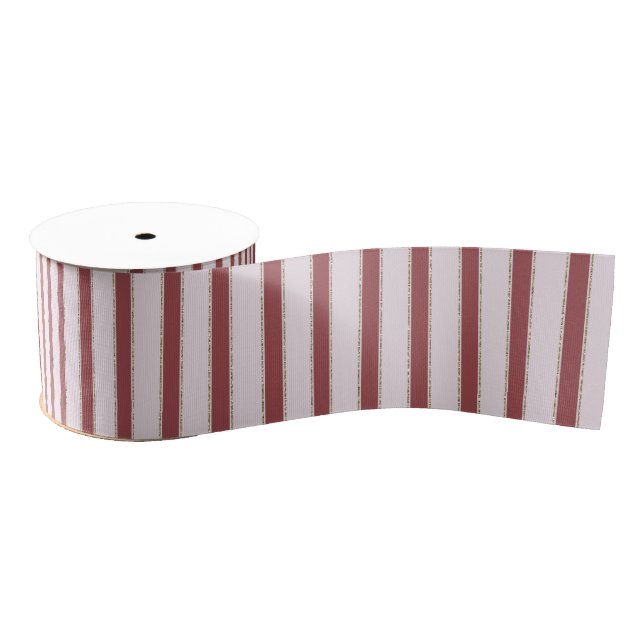 Ruban Gros-grain Rose Pâle Rouge Rayures Noël (Bobine)
