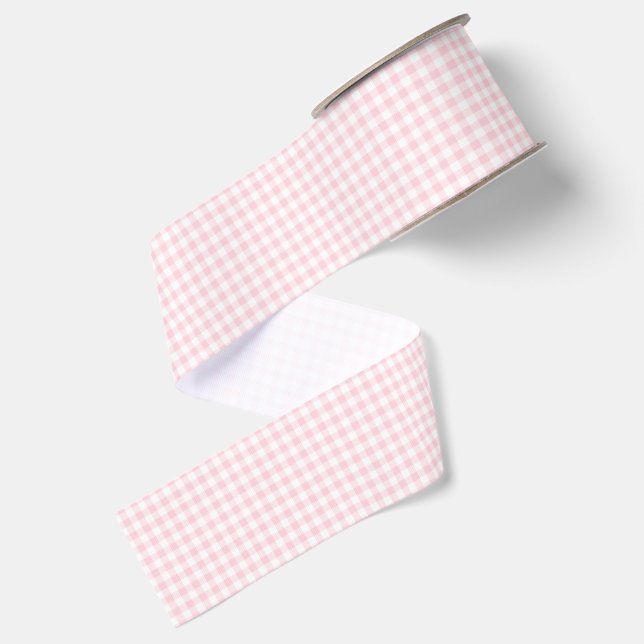 Ruban Gros-grain Rose pastel petit vichy (Dos)