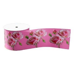 Ruban Gros-grain Rose rose épaisse sur rose