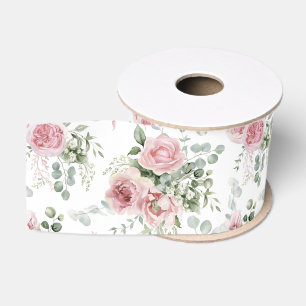 Ruban Gros-grain Roses roses blush rose et eucalyptus dans le style