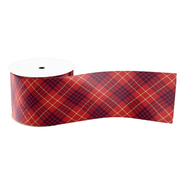 Ruban Gros-grain Rouge festif Holiday Plaid Ribbon (Bobine)