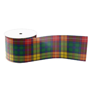Ruban Gros-grain Rouge jaune vert Tartan Clan Buchanan Plaid