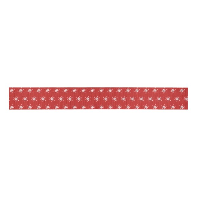 Ruban Gros-grain Rouge Mini Flocon de Neige de Noël (Devant)