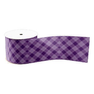 Ruban Gros-grain Royal Purple Et Blanc Plaid