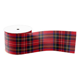 Ruban Gros-grain Royal Stewart tartan rouge noir plaid