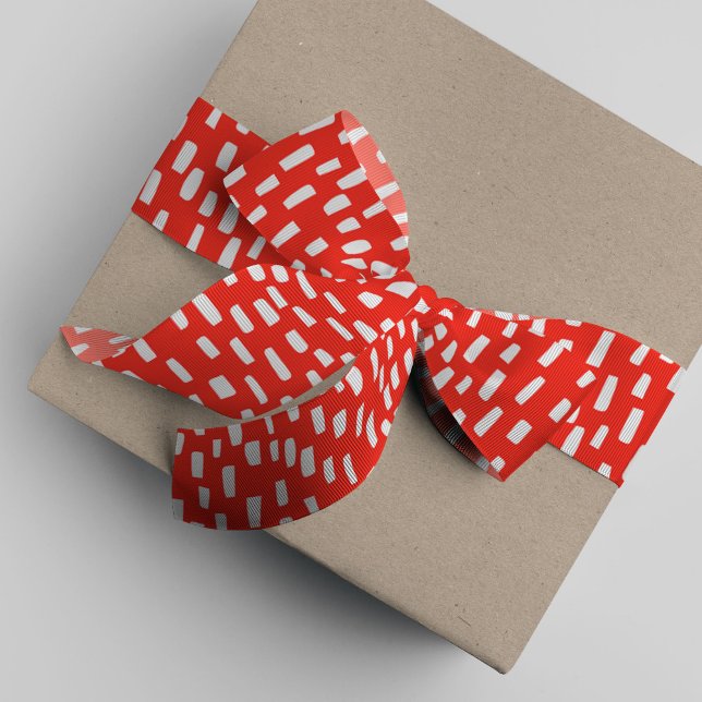 Ruban Gros-grain Ruban à grains de graisse rouge cerise (Bright red dashing dots ribbon.)